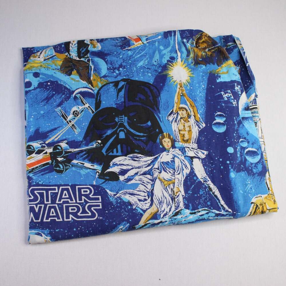 Vintage 1977 Star Wars Space Fantasy Bibb Twin Fitted Bed Sheet
